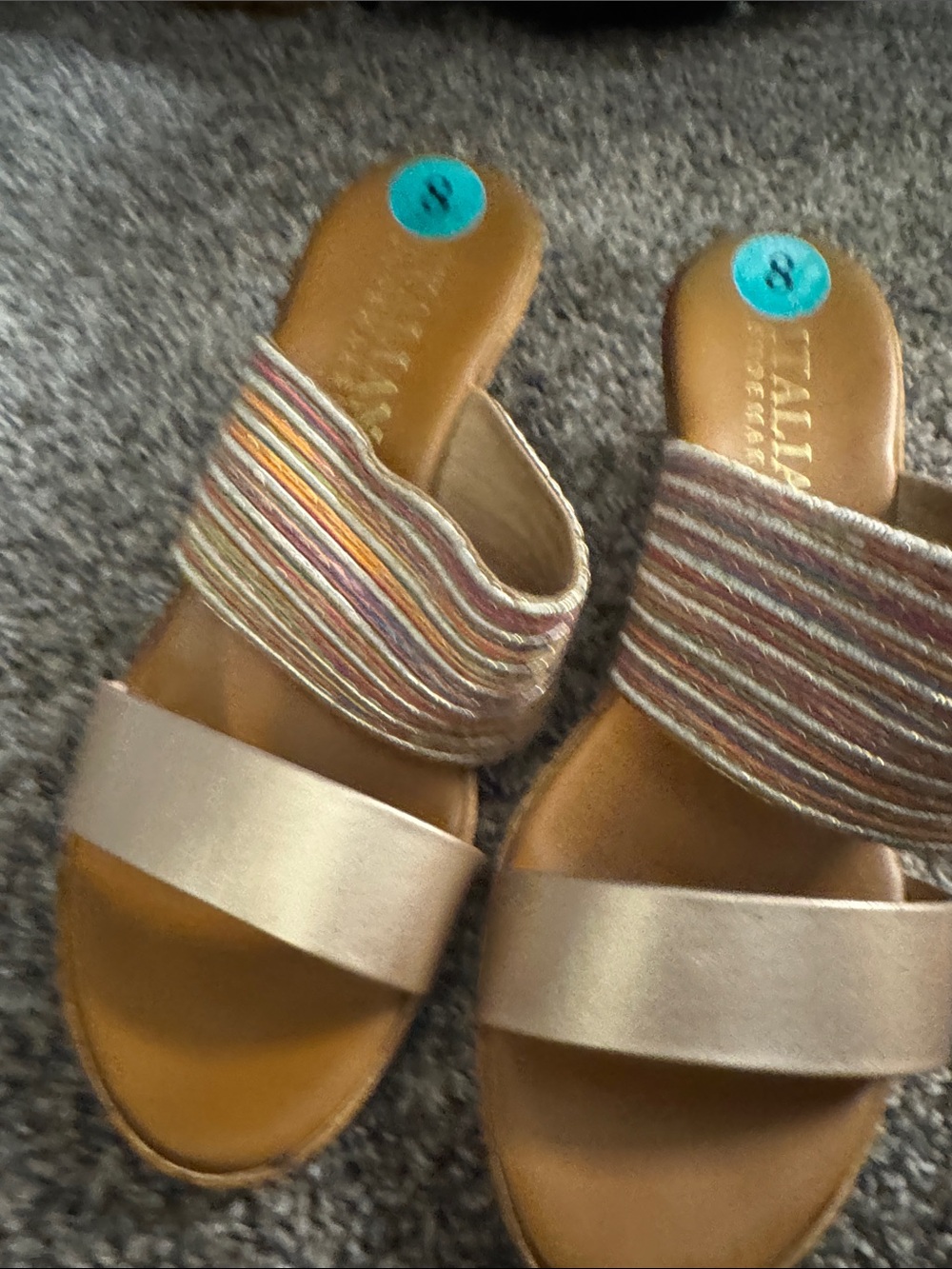 Women’s Double-Strap Slide Sandals in Champagne and Multicolor